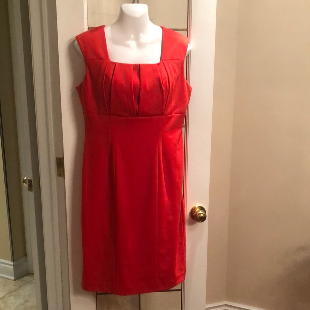 Red Square-Neck Dress